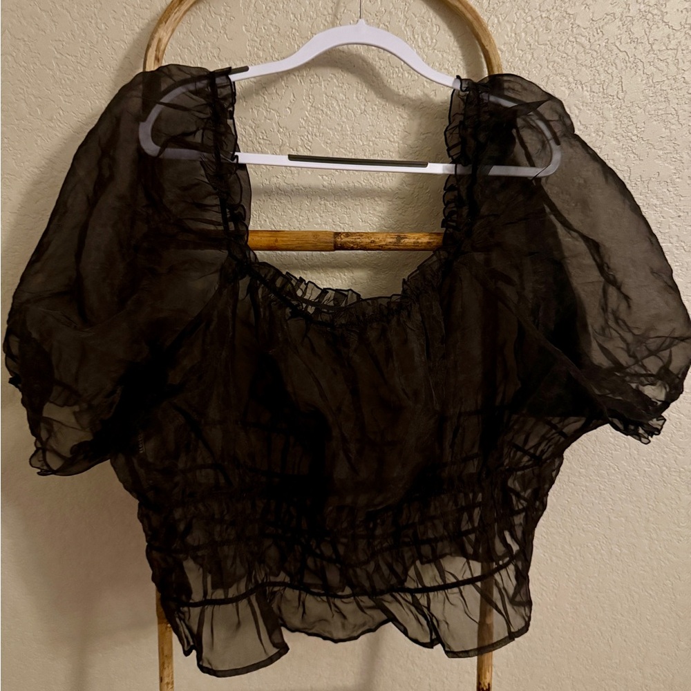 Eloquii Sheer Organza Style Top